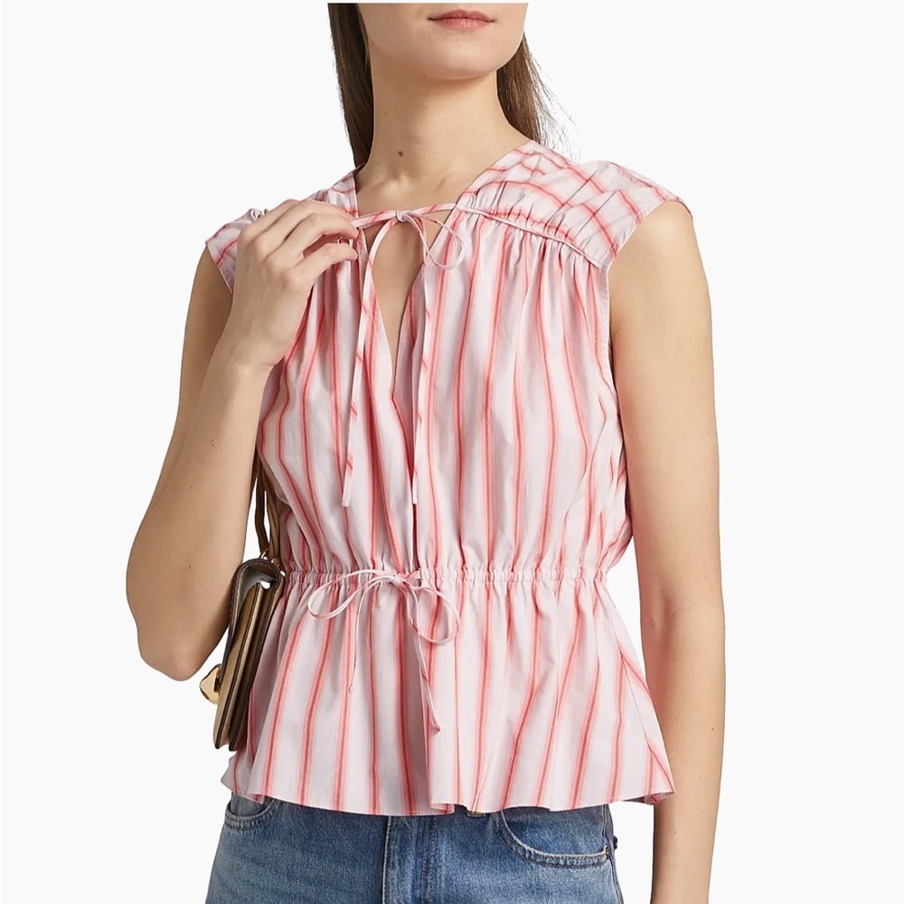 Derek Lam 10 Crosby Caroline Striped Tie Top SZ M